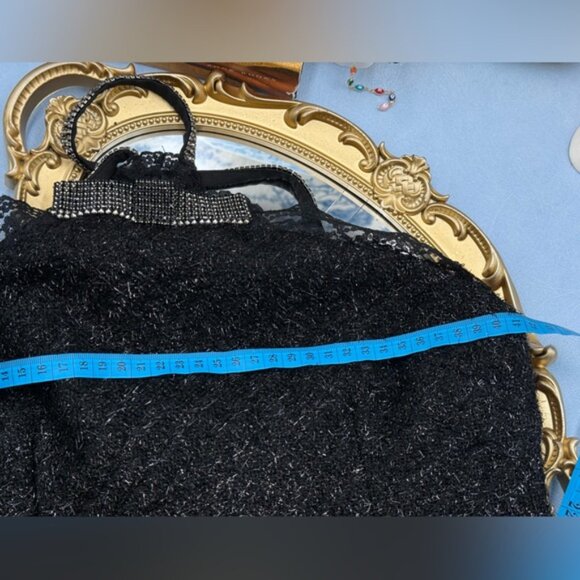 🆕 SELF-PORTRAIT 🧿 NWOT Black Tinsel Boucle Halter Mini Dress, Sz UK 10 US 6 - Picture 15 of 16